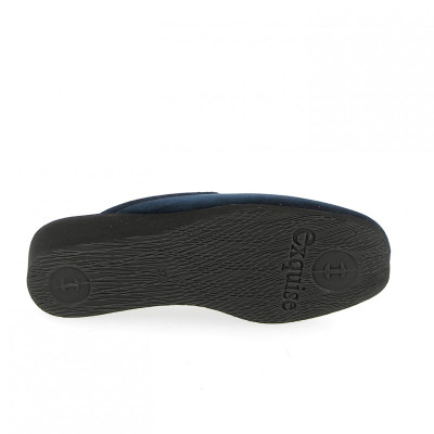 Chausson mule compensé bleu alcantara lavable | Petite taille femme | EXQUISE