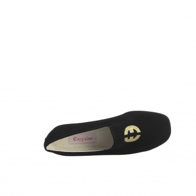 Chausson en alcantara noir petite talon |Petite Taille Femme| EXQUISE
